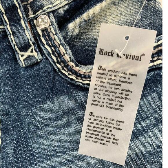 Rock Revival Liri Jeans Womens Size 26 Embroidered Thick Stitches Whiskers Denim - Picture 12 of 12